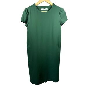 SUSANA MONACO Women's Puff Sleeve Midi Shift Dress Green Size Large